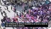 Las feministas de Sevilla celebran el 8M bajo la sede de Vox insultando a Abascal