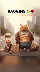 A poor cat worked hard and happily received her first salary.