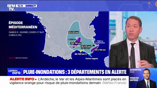 Pluie-inondations : trois départements placés en vigilance orange samedi