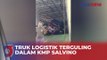 Cuaca Buruk, Truk Logistik Terguling dalam KMP Salvino di Pelabuhan Merak