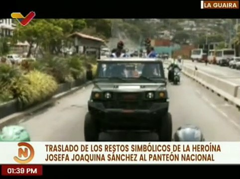 Continúa traslado de los restos simbólicos de la heroína Joaquina Sánchez al Panteón Nacional