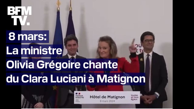 8 mars: la ministre Olivia Grégoire chante La Grenade de Clara Luciani à Matignon
