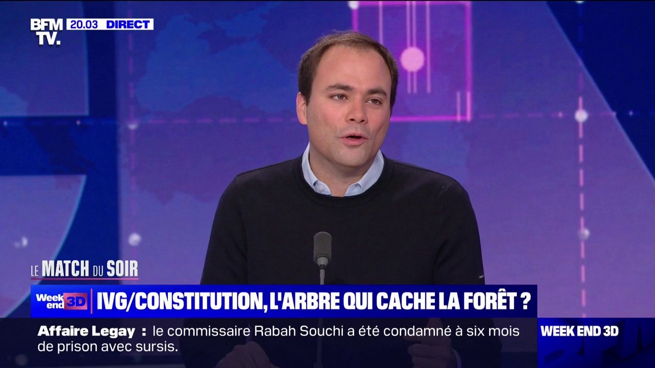 LE MATCH DU SOIR - Charles Consigny sur l'inscription de l'IVG dans la Constitution: "Ça ne sert à rien (...) imaginez demain, si on a vraiment un pouvoir facho, ils réécriront la Constitution, ce n'est pas compliqué"