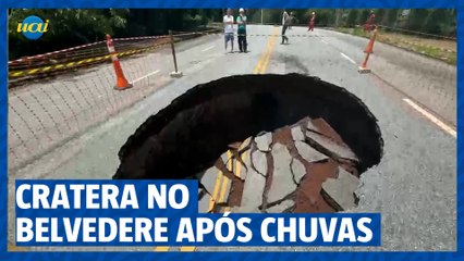 Cratera no Belvedere após chuvas