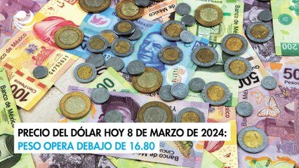 Precio del dólar hoy 8 de marzo de 2024: Peso opera debajo de 16.80