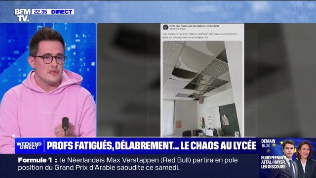 Grégory Thuizat (professeur agrégé de lettres modernes) sur la vétusté d'établissements scolaires: L'école publique en Seine-Saint-Denis est en état d'urgence