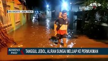 Tanggul Sungai di Mojokerto Jebol, Aliran Sungai Meluap ke Permukiman Warga