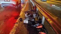 Sarıyer’de ticari taksiyle çarpışan motosiklet alev topuna döndü: 2 yaralı