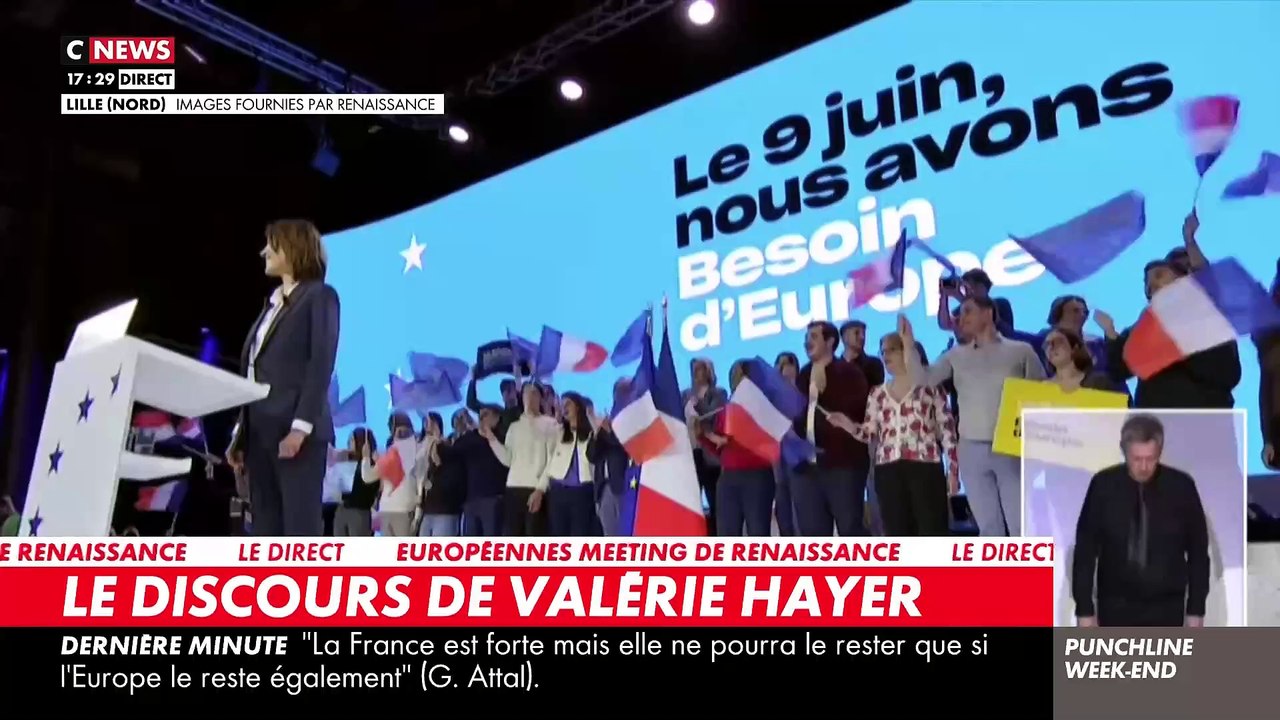 Meeting Elections européennes : Après un discours poussif, sans envolée et centré quasi uniquement contre le Rassemblement National, Valérie Hayer se fait étriller sur les réseaux