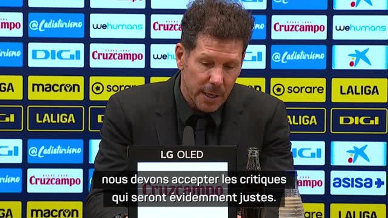 Atlético - Simeone : "Nous devons accepter les critiques qui seront évidemment justes"