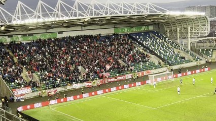 Portadown fans celebrate scoring in BetMcLean Cup final