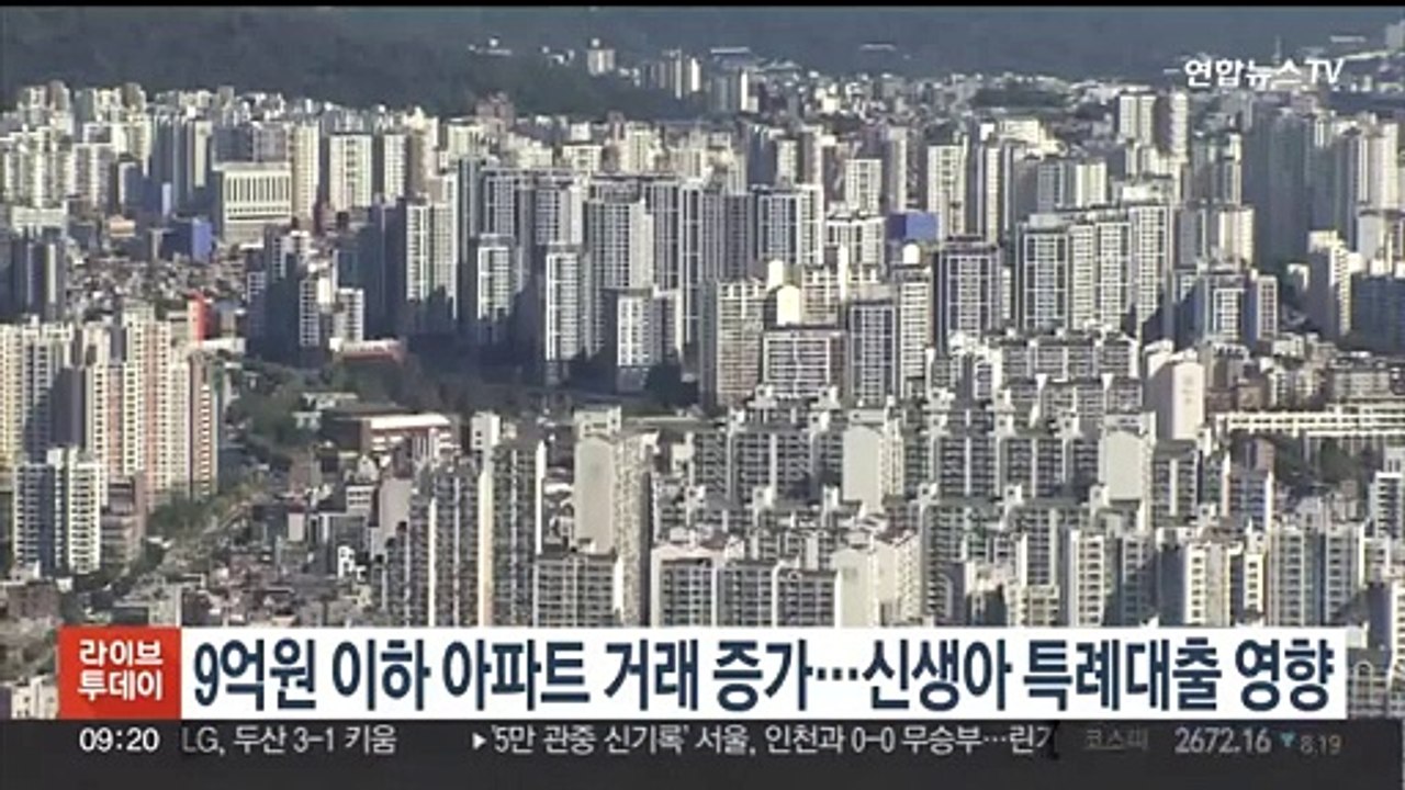 9억원 이하 아파트 거래 증가…신생아 특례 대출 영향