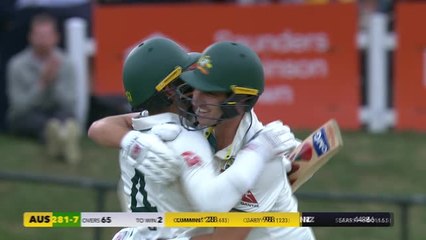 Download Video: Cummins hits the winning runs as Australia sneak home by three wickets in New Zealand