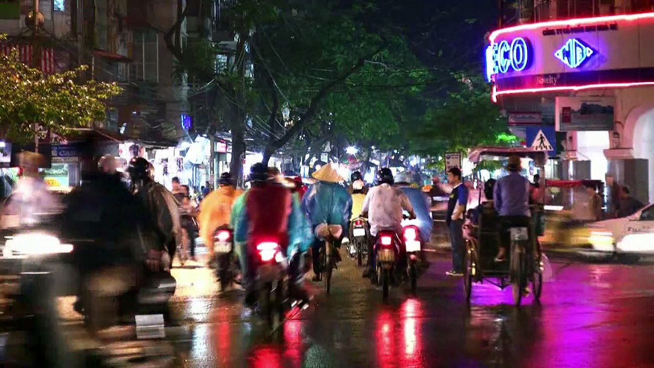 Hanoi crazy night traffic