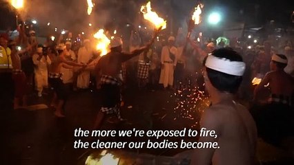 Bali Hindus prepare for new year with fire and demons