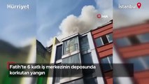 Fatih'te 6 katlı iş merkezinin deposunda yangın