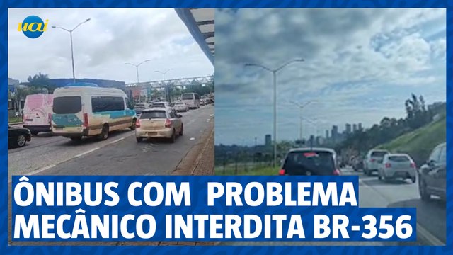 Ônibus com problema mecânico interdita trânsito na BR-356, próximo ao BH Shopping