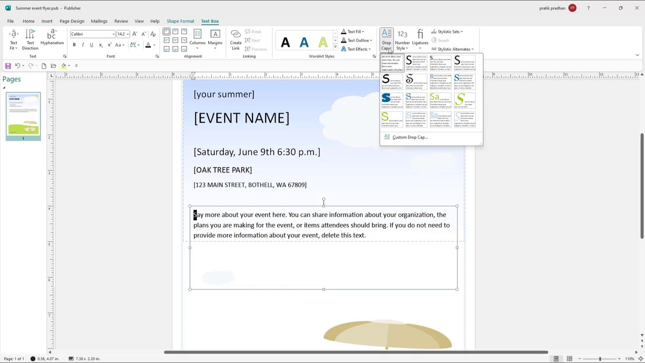Microsoft Publisher Section 17 Using Dropcap