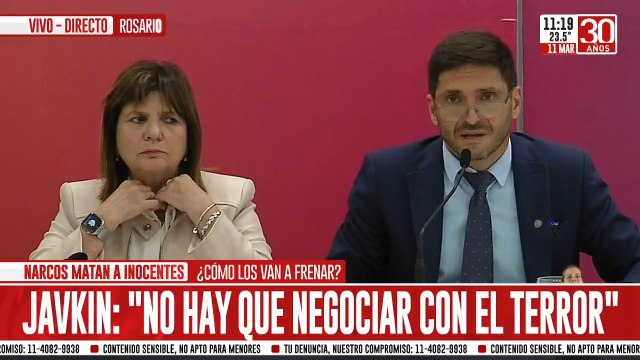 Patricia Bullrich, Luis Petri, Pablo Javkin y Maxi Pullaro brindaron una conferencia de prensa en Rosario