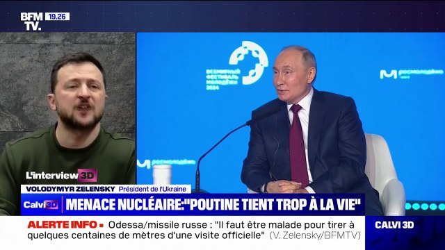Pour Volodymyr Zelensky, la menace nucléaire agitée par Vladimir Poutine n'est que de la rhétorique pour une personne qui aime tant la vie