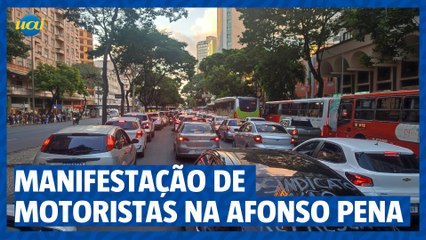 Manifestação de motoristas na Afonso Pena