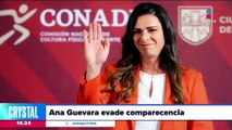 Ana Gabriela Guevara evade comparecencia ante legisladores