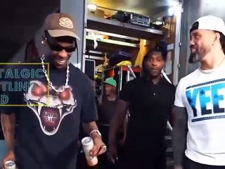 Jey uso viding with Travis Scott backstage on WWE RAW (March 11 2024)