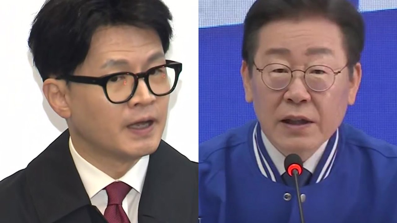 한동훈 "민주, 종북·반미가 공약인가" vs 이재명 "경제폭망·입틀막 정권 심판" [...