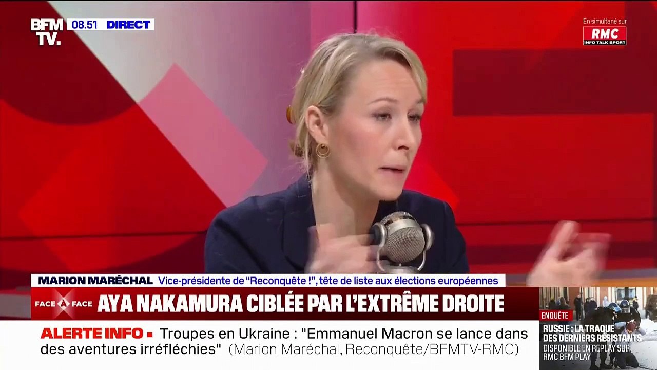 JO 2024 - La violente charge de Marion Maréchal contre Aya Nakamura sur BFMTV: "Elle ne chante pas français ! Ce n'est ni notre langue, ni notre culture !" - VIDEO