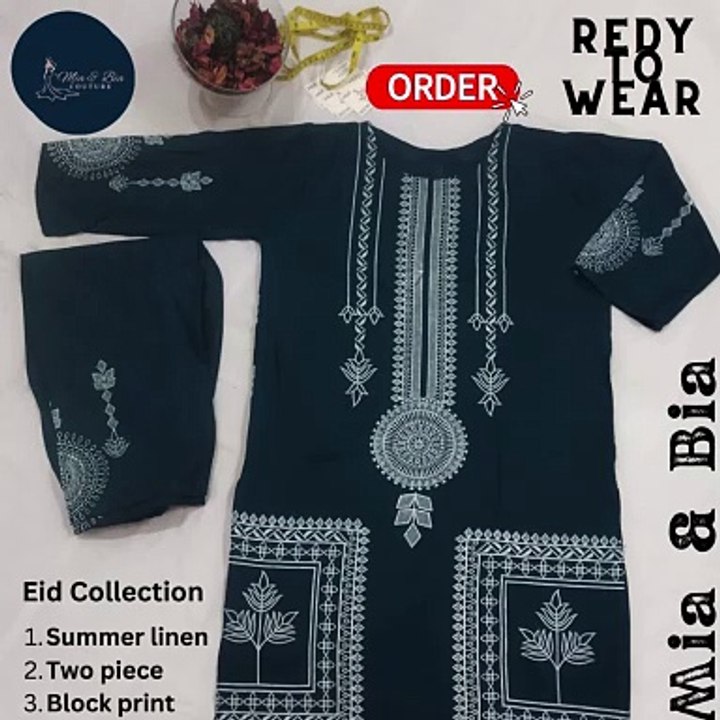 Rocking monochrome this Eid?  Mia & Bia's summer linen collection has the perfect two-piece block print sets for you!