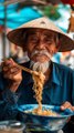 a vietnamese guy eat noodle,Midjourney prompts
