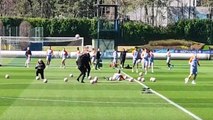 Atletico Madrid-Inter, Thuram preso a pallonate in allenamento
