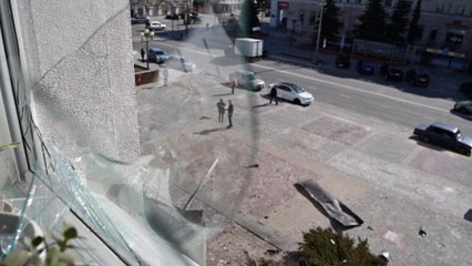 Momento en el que un dron impacta en un edificio de Belgorod en Rusia