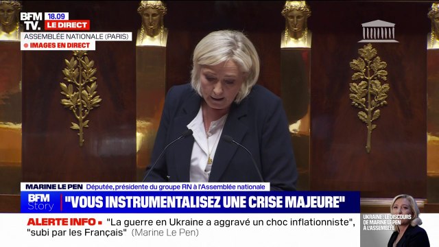 Guerre en Ukraine: Il faut réfléchir dès à présent au moyen de mettre autour de la table des négociations les acteurs de cet épouvantable conflit , affirme Marine Le Pen (RN)