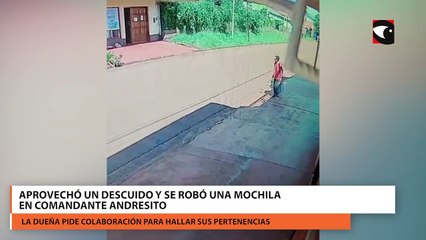 Aprovechó un descuido y se robó una mochila en Comandante Andresito