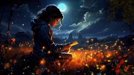 Template video Girl, Book, Fireflies - adalinetv