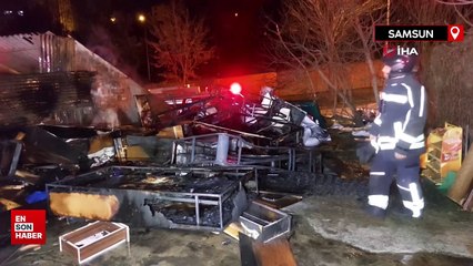 Samsun'da ikinci el eşya deposunda yangın