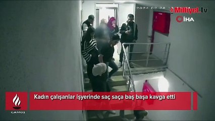 Kadın çalışanlar işyerinde saç saça baş başa kavga etti