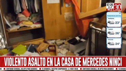 Delincuentes ingresaron a la casa de Mercedes Ninci y le robaron todo