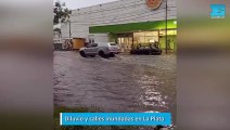 Diluvio y calles inundadas en La Plata