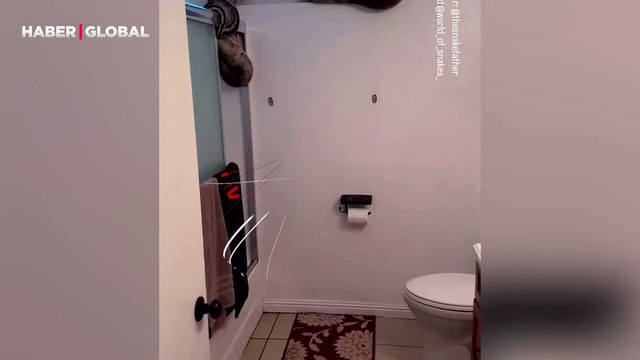 Banyosunda küvette bulduğu devasa pitonu kaydettiği anlar viral oldu: ''Suya girmiş''