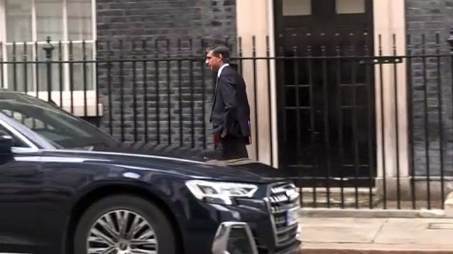 Sunak departs 10 Downing Street for PMQs