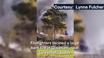 Explosion heard as large fire engulfs barn near seaside town