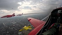 Watch from cockpit as Red Arrows joined by vintage jets to celebrate 60th display season