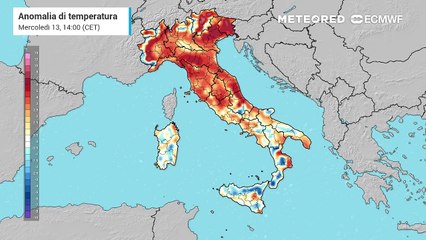 Mappa delle anomalie di temperatura
