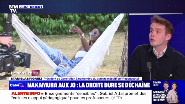 Stanislas Rigault (Reconquête!) affirme ne pas comprendre les réactions épidermiques à la présence d'Aya Nakamura aux Jeux Olympiques mais considère ses textes d'un français très médiocre