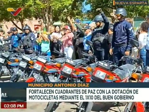 Sistema 1X10 entrega 20 motocicletas para fortalecer los Cuadrantes de Paz del edo. Nueva Esparta