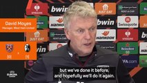 Moyes confident West Ham can achieve 'big task' to comeback against Freiburg