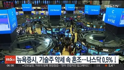 뉴욕증시, 기술주 약세 속 혼조…나스닥 0.5%↓