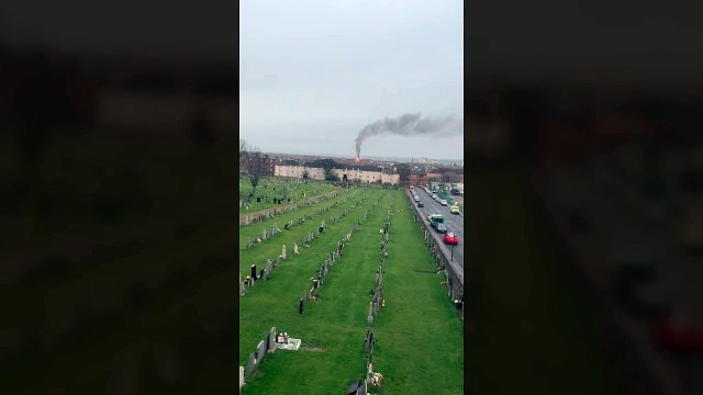 Fire crews remain at Edinburgh block of flats where a fire broke out this morning